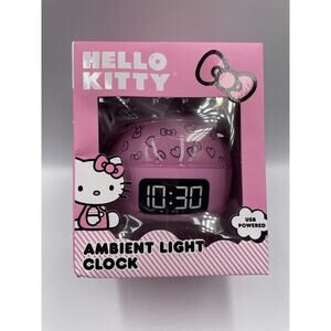 Hello Kitty Pink Ambient Projection Light Alarm Clock NEW In Box